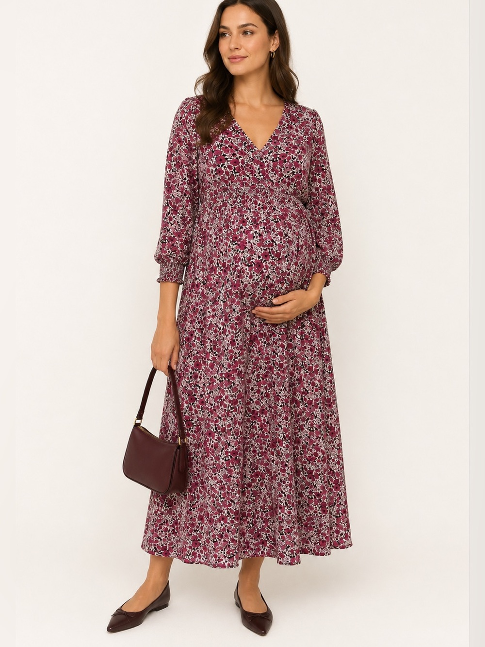 The Nines by Hatch Floral Smocked Midi Dress Size S